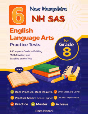 6 New Hampshire NH SAS Grade 8 English Language Arts (ELA) Practice Tests cover