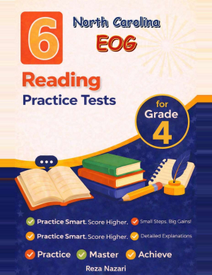 6 North Carolina EOG Reading Grade 4: Full Practice Tests cover