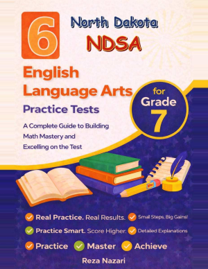 6 North Dakota NDSA Grade 7 English Language Arts (ELA) Practice Tests cover