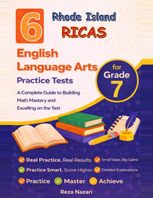 6 Rhode Island RICAS Grade 7 English Language Arts (ELA) Practice Tests cover