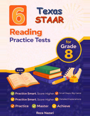 6 Texas STAAR Grade 8 Reading Language Arts (RLA) Practice Tests cover