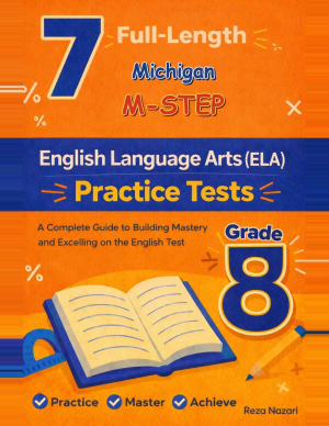 7 Michigan M-STEP Grade 8 English Language Arts (ELA) Practice Tests cover