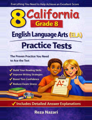 8 California CAASPP Grade 8 English Language Arts (ELA) Practice Tests cover