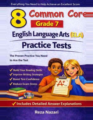 8 Common Core Grade 7 English Language Arts (ELA) Practice Tests cover
