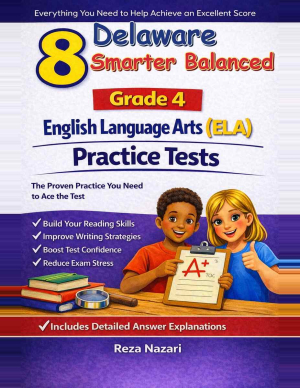 8 Delaware Smarter Balanced English Language Arts (ELA) Grade 4: Full Practice Tests cover