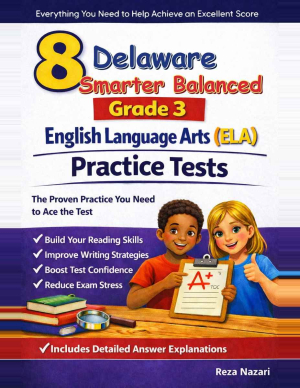 Delaware Smarter Balanced Grade 3 ELA: 8 Full Practice Tests cover
