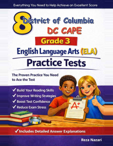 District of Columbia DC CAPE Grade 3 ELA: 8 Full Practice Tests cover