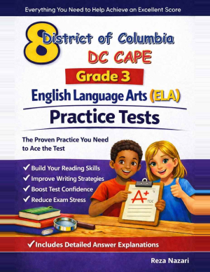 District of Columbia DC CAPE Grade 3 ELA: 8 Full Practice Tests cover