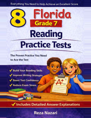 8 Florida FAST Grade 7 Reading Practice Tests cover