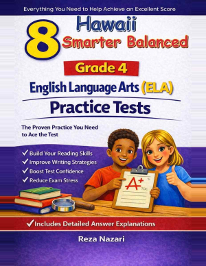 8 Hawaii Smarter Balanced English Language Arts (ELA) Grade 4: Full Practice Tests cover