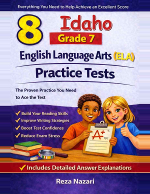 8 Idaho ISAT Grade 7 English Language Arts (ELA) Practice Tests cover