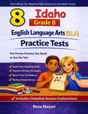 8 Idaho ISAT Grade 8 English Language Arts (ELA) Practice Tests cover