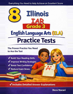 Illinois IAR Grade 3 ELA: 8 Full Practice Tests cover