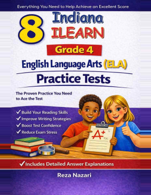 8 Indiana ILEARN English Language Arts (ELA) Grade 4: Full Practice Tests cover