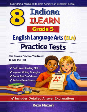 8 Indiana ILEARN English Language Arts (ELA) Grade 5: Full Practice Tests cover