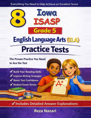 8 Iowa ISASP English Language Arts (ELA) Grade 5: Full Practice Tests cover