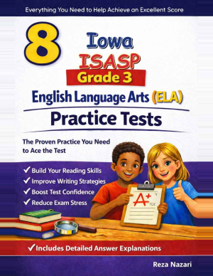 Iowa ISASP Grade 3 ELA: 8 Full Practice Tests cover