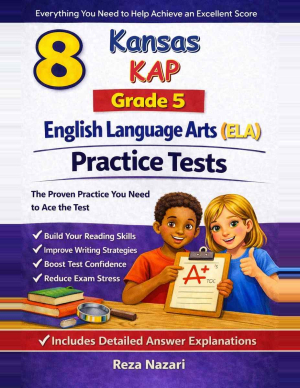 8 Kansas KAP English Language Arts (ELA) Grade 5: Full Practice Tests cover