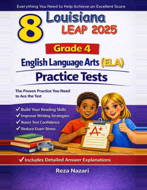 8 Louisiana LEAP English Language Arts (ELA) Grade 4: Full Practice Tests cover