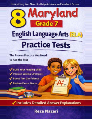 8 Maryland MCAP Grade 7 English Language Arts (ELA) Practice Tests cover
