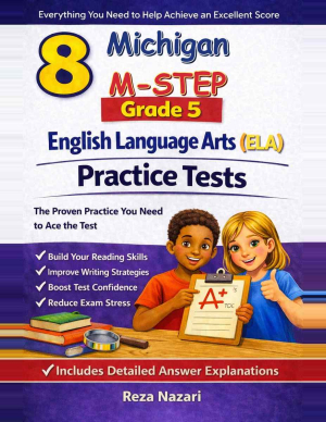 8 Michigan M-STEP English Language Arts (ELA) Grade 5: Full Practice Tests cover