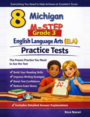 Michigan M-STEP Grade 3 ELA: 8 Full Practice Tests cover