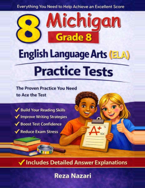 8 Michigan M-STEP Grade 8 English Language Arts (ELA) Practice Tests cover