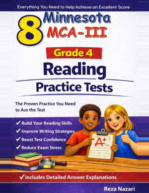 8 Minnesota MCA-III Reading Grade 4: Full Practice Tests cover