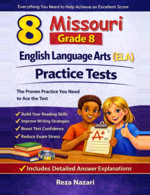 8 Missouri MAP Grade 8 English Language Arts (ELA) Practice Tests cover