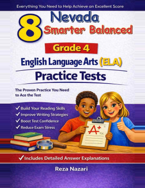 8 Nevada Smarter Balanced English Language Arts (ELA) Grade 4: Full Practice Tests cover