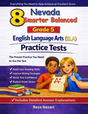 8 Nevada Smarter Balanced English Language Arts (ELA) Grade 5: Full Practice Tests cover