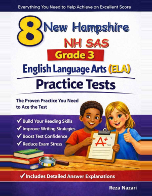 New Hampshire NH SAS Grade 3 ELA: 8 Full Practice Tests cover