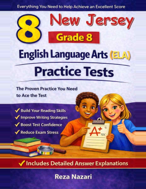 8 New Jersey NJSLA Grade 8 English Language Arts (ELA) Practice Tests cover