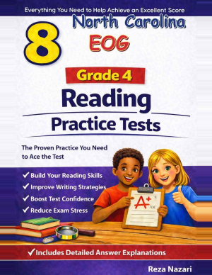 8 North Carolina EOG Reading Grade 4: Full Practice Tests cover