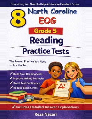 8 North Carolina EOG Reading Grade 5: Full Practice Tests cover