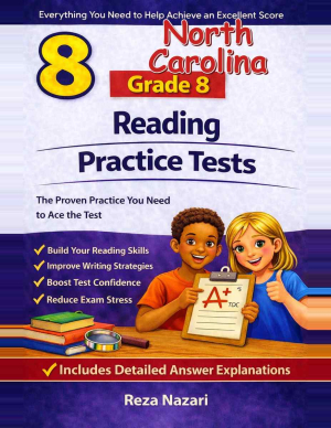 8 North Carolina EOG Grade 8 Reading Practice Tests cover