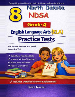 8 North Dakota NDSA English Language Arts (ELA) Grade 4: Full Practice Tests cover