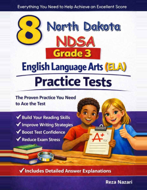 North Dakota NDSA Grade 3 ELA: 8 Full Practice Tests cover