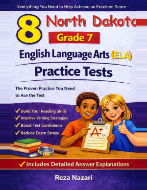 8 North Dakota NDSA Grade 7 English Language Arts (ELA) Practice Tests cover