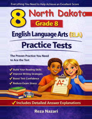8 North Dakota NDSA Grade 8 English Language Arts (ELA) Practice Tests cover