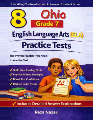 8 Ohio OST Grade 7 English Language Arts (ELA) Practice Tests cover
