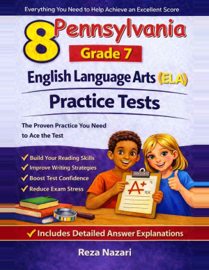 8 Pennsylvania PSSA Grade 7 English Language Arts (ELA) Practice Tests cover
