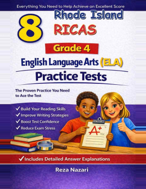 8 Rhode Island RICAS English Language Arts (ELA) Grade 4: Full Practice Tests cover