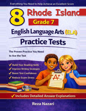 8 Rhode Island RICAS Grade 7 English Language Arts (ELA) Practice Tests cover