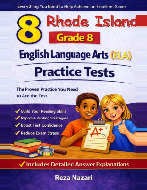 8 Rhode Island RICAS Grade 8 English Language Arts (ELA) Practice Tests cover
