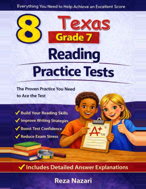 8 Texas STAAR Grade 7 Reading Language Arts (RLA) Practice Tests cover