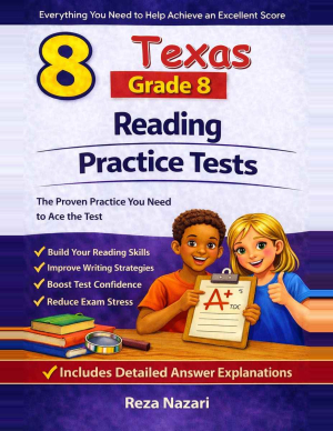 8 Texas STAAR Grade 8 Reading Language Arts (RLA) Practice Tests cover