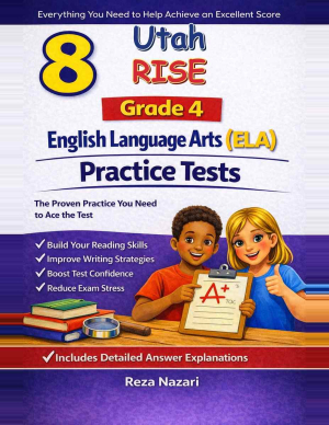8 Utah RISE English Language Arts (ELA) Grade 4: Full Practice Tests cover