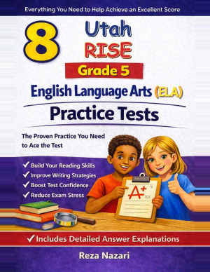 8 Utah RISE English Language Arts (ELA) Grade 5: Full Practice Tests cover
