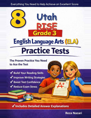 Utah RISE Grade 3 ELA: 8 Full Practice Tests cover